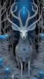 Placeholder: Dark forest, fantasy forest, gazelle with blue Crystal horns , intricate details, highly detailed in dreamshaper finetuned model with dynamic art style witg