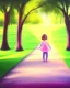 Placeholder: park mystical dream, park bench, man, woman, child, dog, trees, path, bird, sunshine, mystical, fantasy, romanticism, pastel colors, daylight, daytime, acrylic painting, detailed, soft focus,