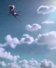 Placeholder: Ultra realistic speed clouds sky scene, wide angle view, sweet childs falling down, inflatable color clothing, free jumping flying, many trinkets, monster head, hair monster, many jelly beans, balls, smile, happy, circus style, extreme, wind, clouds sea, 20,000 feet altitude, stratosphere, soft color, highly detailed, unreal engine 5, ray tracing, RTX, lumen lighting, ultra detail, volumetric lighting, 3d, finely drawn, high definition, high resolution.