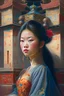 Placeholder: A young sexy Chinese princess in her castle painted in the style of Randy Vargas