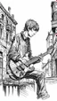 Placeholder: Fine line draw style a guitarist