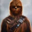 Placeholder: photorealistic and intricate portrait of chewbacca in star wars by marta bevacqua, wearing beskar armor, deep dark colors, hyperdetailed, 32K, oil on canvas,