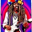 Placeholder: hippie JIMI HENDRIX Santa playing electric guitar, psychedelic, peace sign, MUSHROOMS, TRIPPY, ACID, LSD, dreadlocks