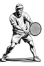 Placeholder: A black and white image of a classic tennis player performing a backhand swing on a grass court. Style: Vintage Photography, Mood: Timeless and Skillful, Lighting: Sunlight with soft shadows, T-shirt design graphic, vector, contour, white background.