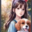 Placeholder: very beautiful realistic anime 10 years old girl with a furry Dog