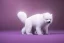 Placeholder: A photo of a white fur monster standing in a purple room