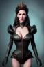 Placeholder: Brandi Love as evil queen in black leather, leather, busty, cleavage, angry, stern look. character design by cory loftis, fenghua zhong, ryohei hase, ismail inceoglu and ruan jia. unreal engine 5, artistic lighting, highly detailed, photorealistic, fantasy