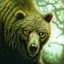 Placeholder: 90's TCG fantasy artwork art of a mutant bear with green eyes