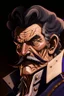 Placeholder: A portrait of Don Krieg, from One Piece anime, Caravaggio style