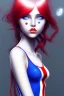 Placeholder: girl, cute, beautiful, red white and blue hair