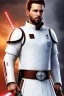 Placeholder: portrait jedi, tunique et armure de combat blanche, capuche, sabre laser, ceinture, temple, 4K