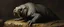 Placeholder: master oil painting by Rembrandt, creature from before the dinosaur bear seal gremlin