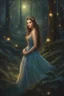 Placeholder: Painting of a dream girl in a fantasy forest, glitters in the forest background, haunted forest, digital painting, inspired by thomas kinkade, fantasy painting, dancing girl, song, fantasy art, fantasy girl, beautiful girl, beautiful face, young girl, beautiful painting, forest In the background, dark night, glitter in the background, fantasy forest, high quality, 4k