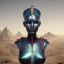 Placeholder: Nefertiti cyberpunk, full body, robocop, Egypt background