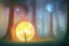 Placeholder: glowing bubble portal in a clearing glade in a redwood forest at night. shimmering portal. the forest redwood trees are lit by a glow. by cyril rolando and naomi okubo and dan mumford and ricardo bofill. beeple. noah bradley. digital render. digital painting. trending on artstation. concept art