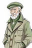 Placeholder: a old irish farmer in turtle neck and trench coat in manga style