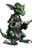 Placeholder: kobold from dungeons and dragons, grey diamond - shaped scales, big magic book