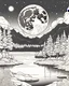 Placeholder: B/W outline art,coloring book page, full white, super detailed illustration for adult, "Giant Moon over a Tranquil Lake", crisp line, line art, high resolution,cartoon style, smooth, law details, no shading, no fill, white background, clean line art, Sketch style.