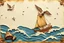 Placeholder: steampunk paper design with sea and birds for background