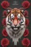 Placeholder: beautiful decorative classical ornamental emblem, spirit tiger, fibonacci rhythms, roses, lilies, rose petals, lily petals, acanthus scrolls, small medium and large elements, artgerm, trending on artstation, wlop, russ abbott