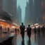 Placeholder: an oil painting of a shiny futuristic city at night, artstation, illustration, comic, blur, low quality, by Henry Asencio, by Bo Bartlett