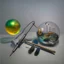 Placeholder: Soap Bubble,complex surgical instruments mixed with musicial instruments,minimalism,Painting By Adrian Ghenie, Rene Magritte, Basquiat ,Salvador Dali, Lucian Freud, Jan Van Eyck