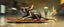 Placeholder: master oil painting by Rembrandt,the tilted quilter,glasses and ticks, cyberpunk imagery synchronized mechanical gremlin rat bat laying low, drumming kit flat board trike flickering stable core, wet reflective salt flat city, fast motion blur background