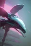 Placeholder: Alien bird, elegant, realistic, cinematic lighting, pink blue light, 8k, galactic