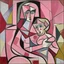 Placeholder: piccasso cubism pink woman and child