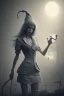 Placeholder: witch with broken leg in hospital, realism, depth of field, professional photo, bw