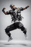 Placeholder: Excited art hip hop dancer wearing mechanical,full body