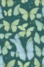 Placeholder: Light green and light blue butterflies in the snowy winter