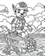 Placeholder: outline art for Paw Patrol Zuma On Water Craft coloring page, Japanese manga style, cartoon style, cute face, white background sketch style, full body is a must, only use outline, clean line art, no shadow, bold outline