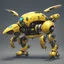 Placeholder: a yellow flying assistant robot , sci fi biopunk theme, detailed