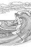 Placeholder: Outline art for coloring page OF A SURFER RIDING A WAVE IN HAWAI, coloring page, white background, Sketch style, only use outline, clean line art, white background, no shadows, no shading, no color, clear