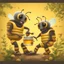 Placeholder: Happiness grandma and grandpa are healthy in a planet of honey stingless bee, realistic