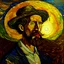 Placeholder: Portrait of a spanish sun, in the style of Vicent van gogh