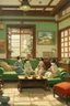 Placeholder: japanese childeren in a apanese living room painting neoclassism