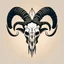 Placeholder: create a vector style illustration of a goat skeleton with horns facing upwards