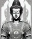 Placeholder: comic book line art, black and white, buddha, pencil and ink manga drawing, clean ink detailed line drawing