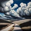 Placeholder: Landscape with nonsense forms, sharp focus, white, blue, shadows, creepy, photorealism, clouds, sky