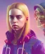 Placeholder: Billie Eilish, in stockings, cyberpunk2077