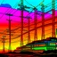 Placeholder: cyberpunk retro futuristic for comics really tall from far away