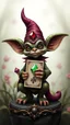 Placeholder: gnome gremlin with gem joker card with ornate frame