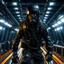 Placeholder: portrait of a ultra ninja with mask off entering under a big air ship, photo-realistic, shot on Hasselblad h6d-400c, zeiss prime lens, bokeh like f/0.8, tilt-shift lens 8k, high detail, smooth render, down-light, unreal engine, downlight, prize winning