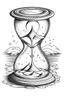 Placeholder: simple coloring page of a magical hour glass with a wooden frame in the center