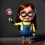 Placeholder: Female Minion toddler, steampunk, full body, red hair, leather jacket, dramatic lighting, hyper realistic