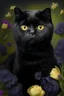 Placeholder: beautiful black scottish fold with flowers Rembrant