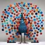 Placeholder: a surrealist sculpture of a peacock made of buttons by artist "Betye Saar",by artist "Meret Oppenheim"