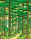 Placeholder: A green forest with giant trees painted by Utagawa Hiroshige
